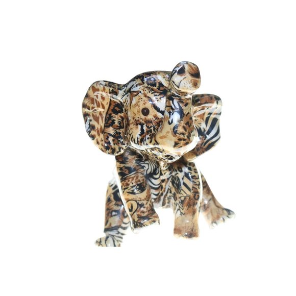 La Vie Animal Print Elephant Statue Figurine - Picture 2 of 8